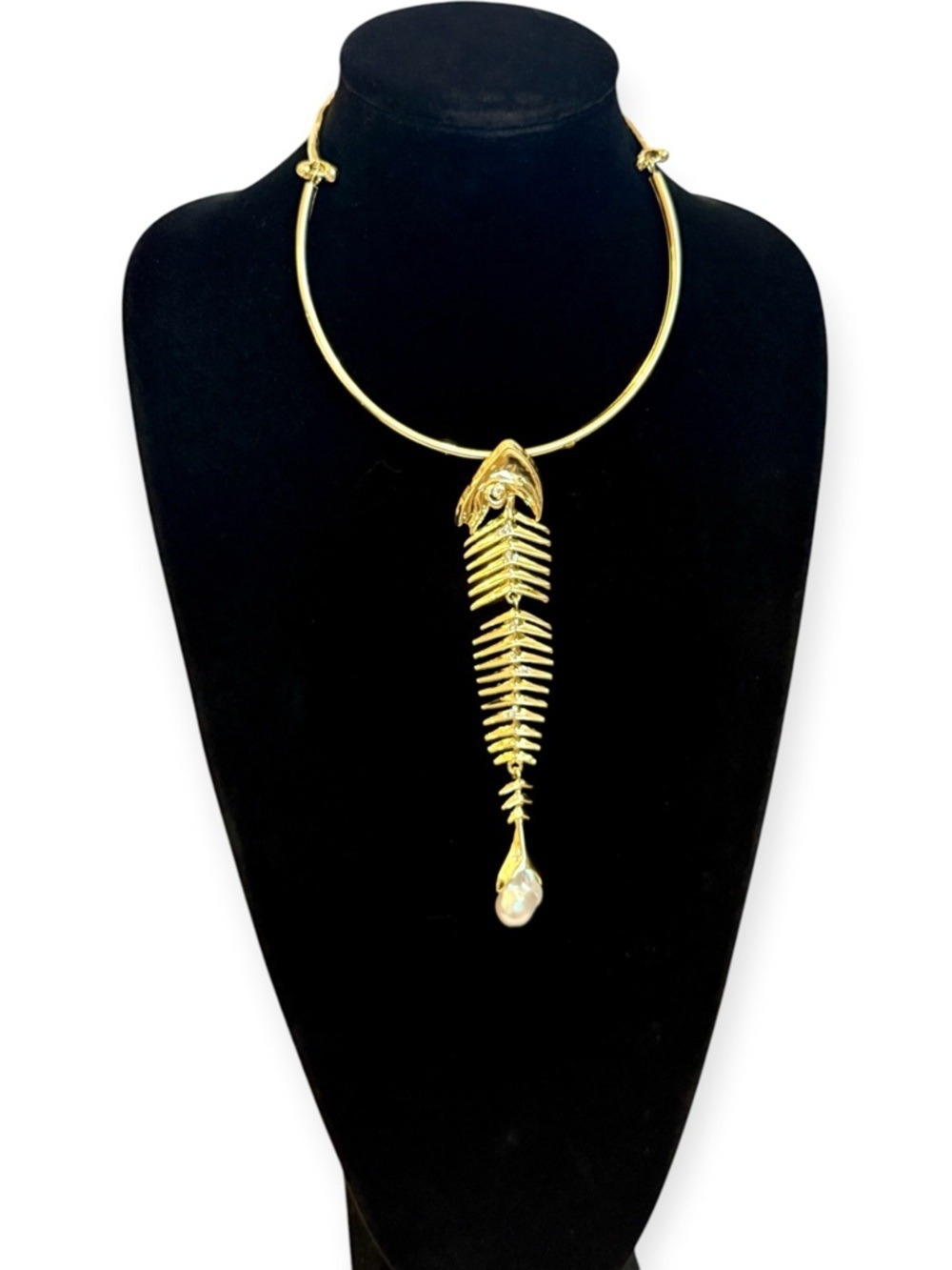 Gold Fishbone Statement Necklace | NWOT